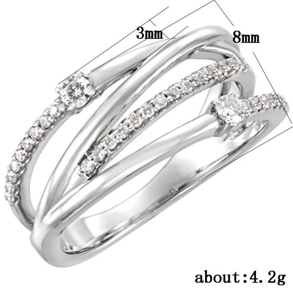 Multi Layer Beautiful White Shiny Zircon Trendy Stackable Ring for Women… - Picture 4 of 4